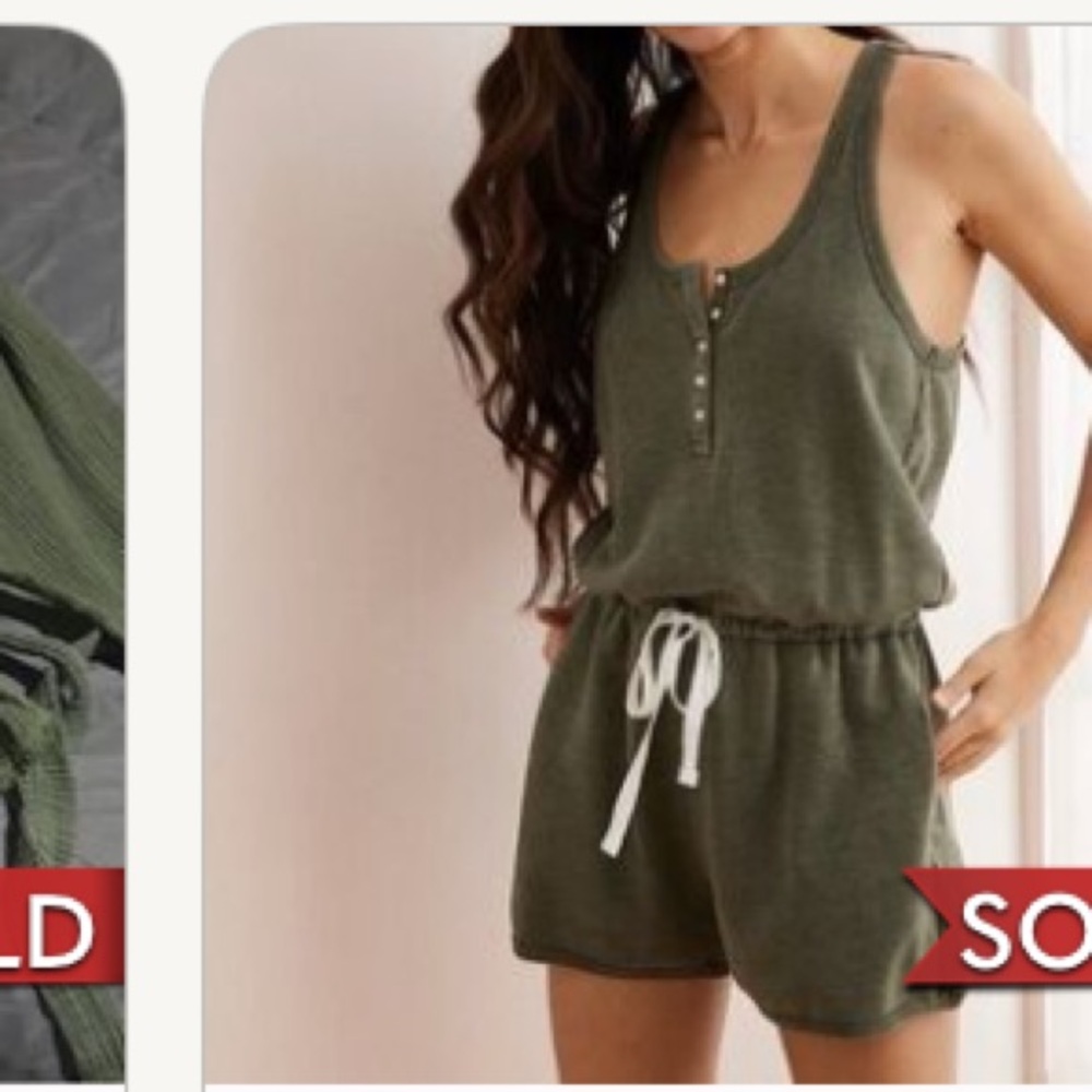 aerie Soft Green Terry Cloth Romper
